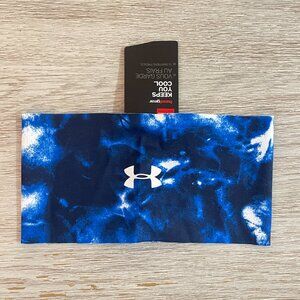 New Under Armour Headband Blue White Tie Dye Wide Heat Gear NWT